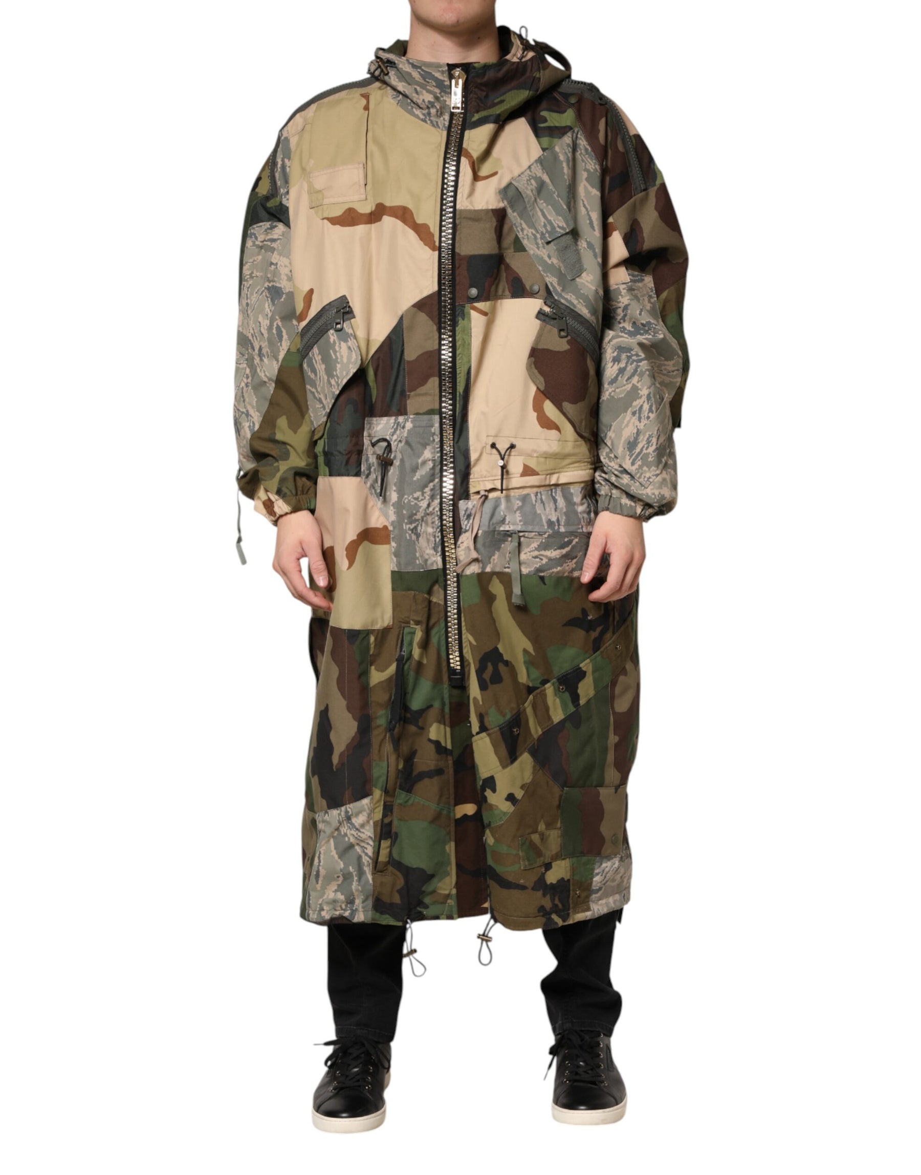 Dolce & Gabbana Multicolor Camouflage Hooded RainCoat Jacket | Regal Royce