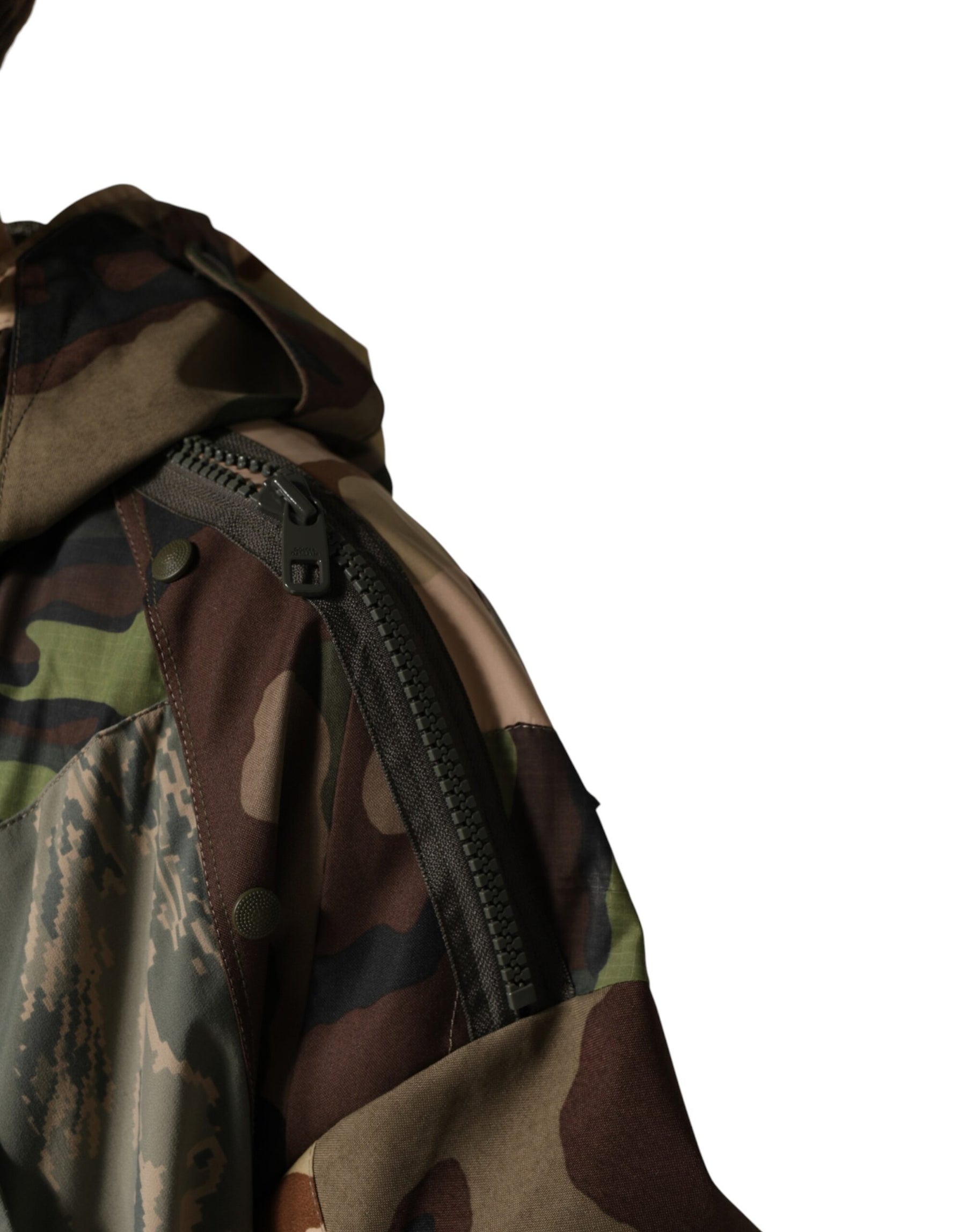 Dolce & Gabbana Multicolor Camouflage Hooded RainCoat Jacket | Regal Royce