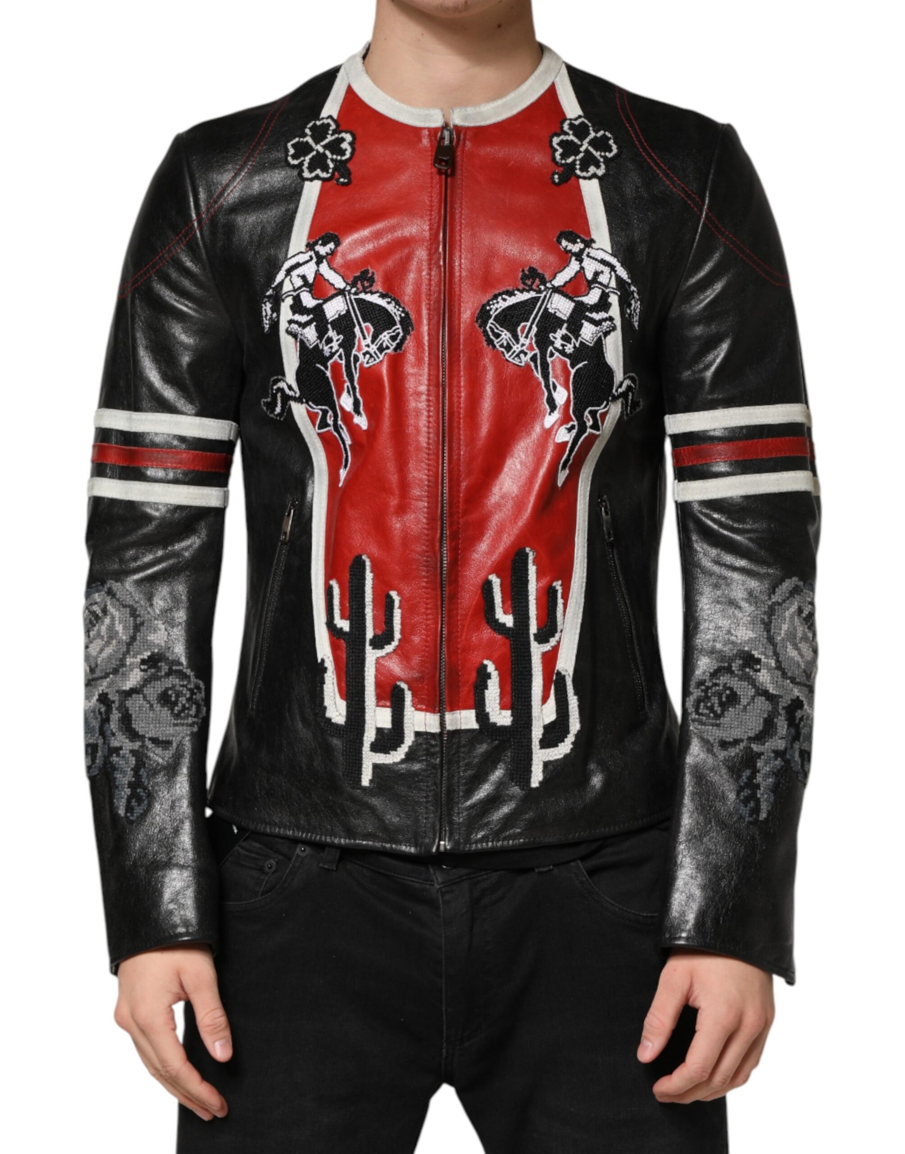 Dolce & Gabbana Multicolor Guns n' Roses Full Zip Men Biker Jacket | Regal Royce