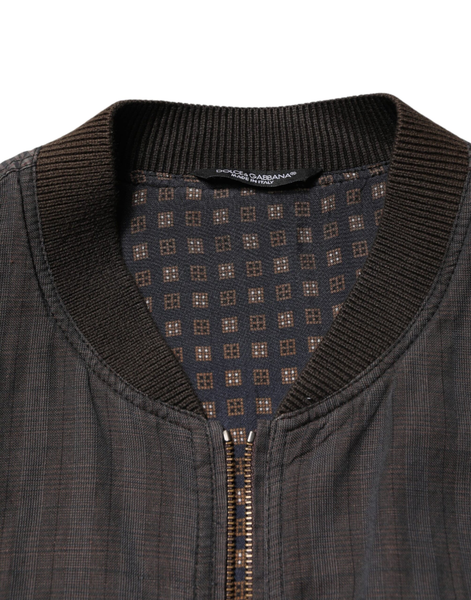 Dolce & Gabbana Black Stripes Cotton Full Zip Bomber Jacket | Regal Royce