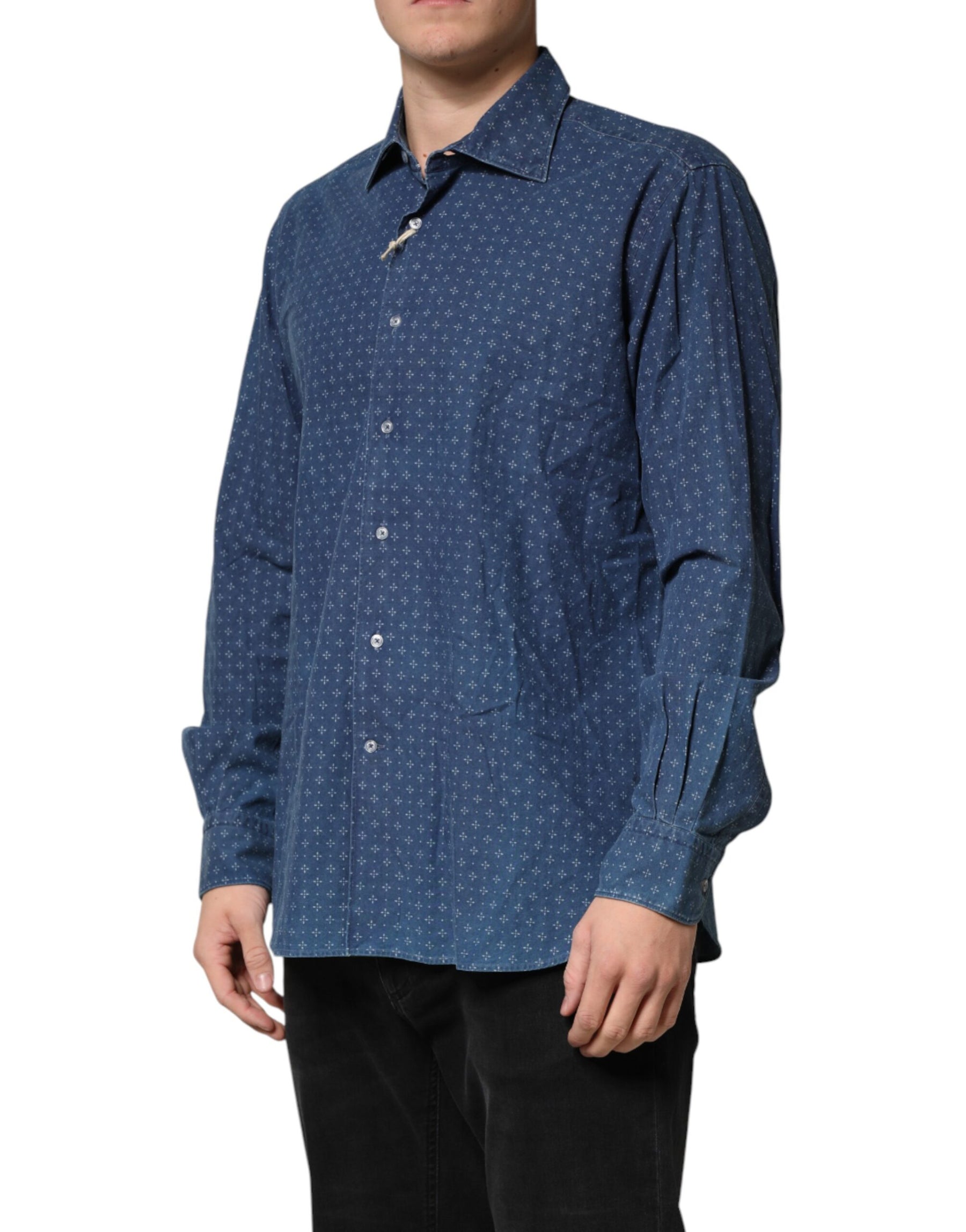 Orian 1968 Blue Button Down Long Sleeves Men Shirt | Regal Royce
