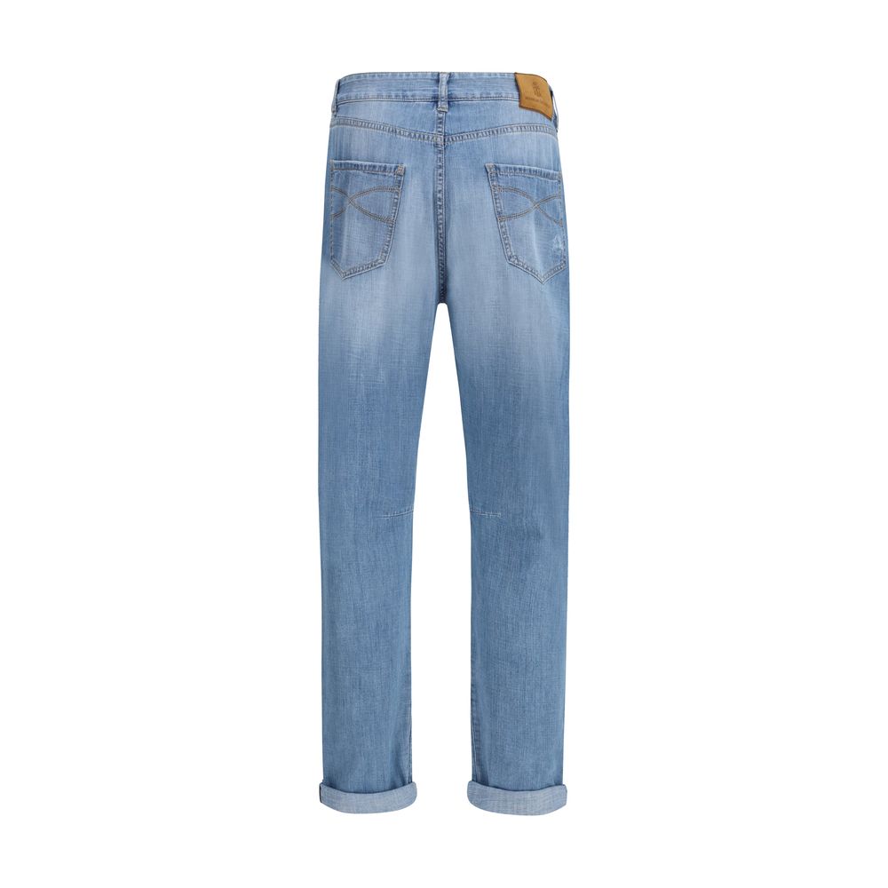 Brunello Cucinelli Light Blue Cotton Relaxed Fit Jeans | Regal Royce