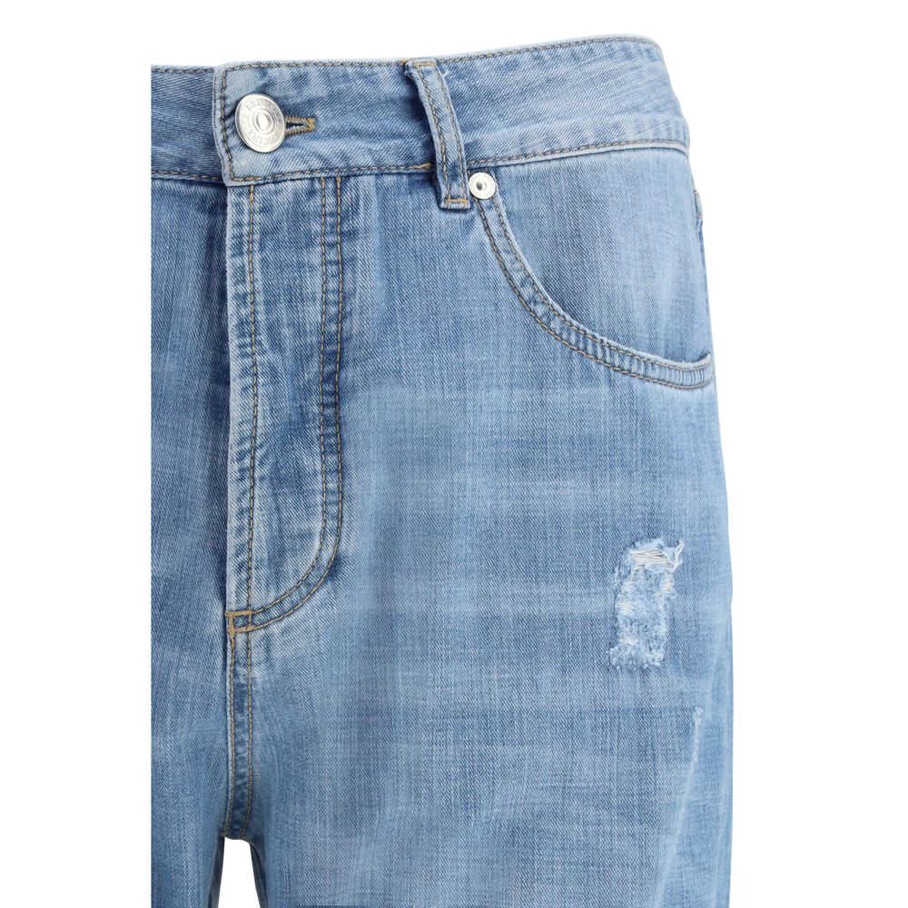 Brunello Cucinelli Light Blue Cotton Relaxed Fit Jeans | Regal Royce